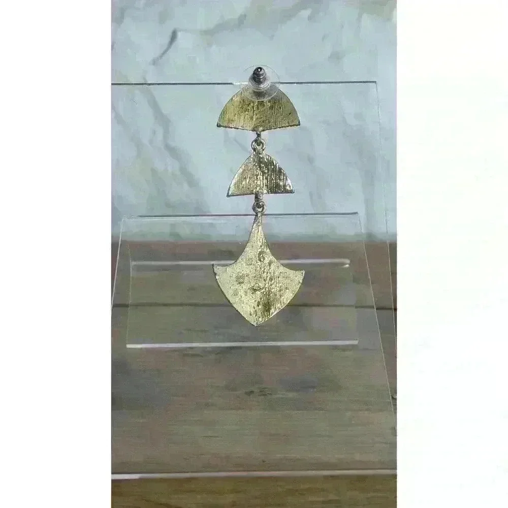 Black Boho Style Antique Finish Textured Drop Earrings - Picture 3 of 3